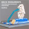 Non-Toxic 503Pcs Merlion Statue Singapore Building Blocks Landmark Architecture Model Small Particle Assemble Bricks Children Educational