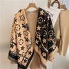 Warm Thick Wool-Blend Scarf With Tassels Soft Faux Cashmere Square Shawl Women Winter Office Daily Wear
