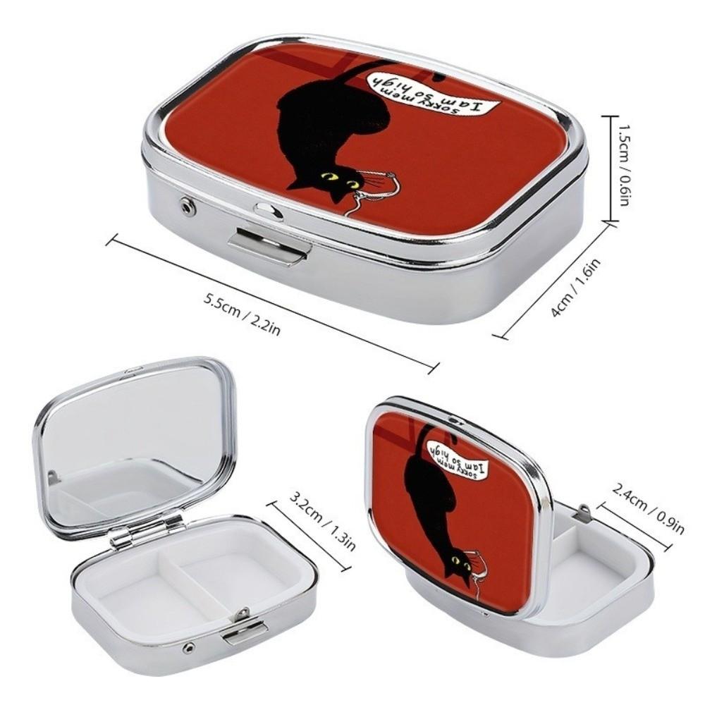 Metal Pill Case Multi-Compartment Built-In Makeup Mirror Travel Pill Organizer Secure Closure Portable Jewelry Storage Box