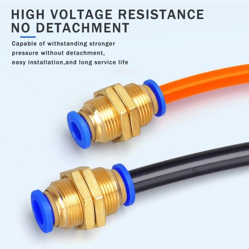 5Pcs PM Series Bulkhead Straight Pneumatic Fitting,4-12mm Push-to-Connect Quick Release Hose Connector for Air Compressor System