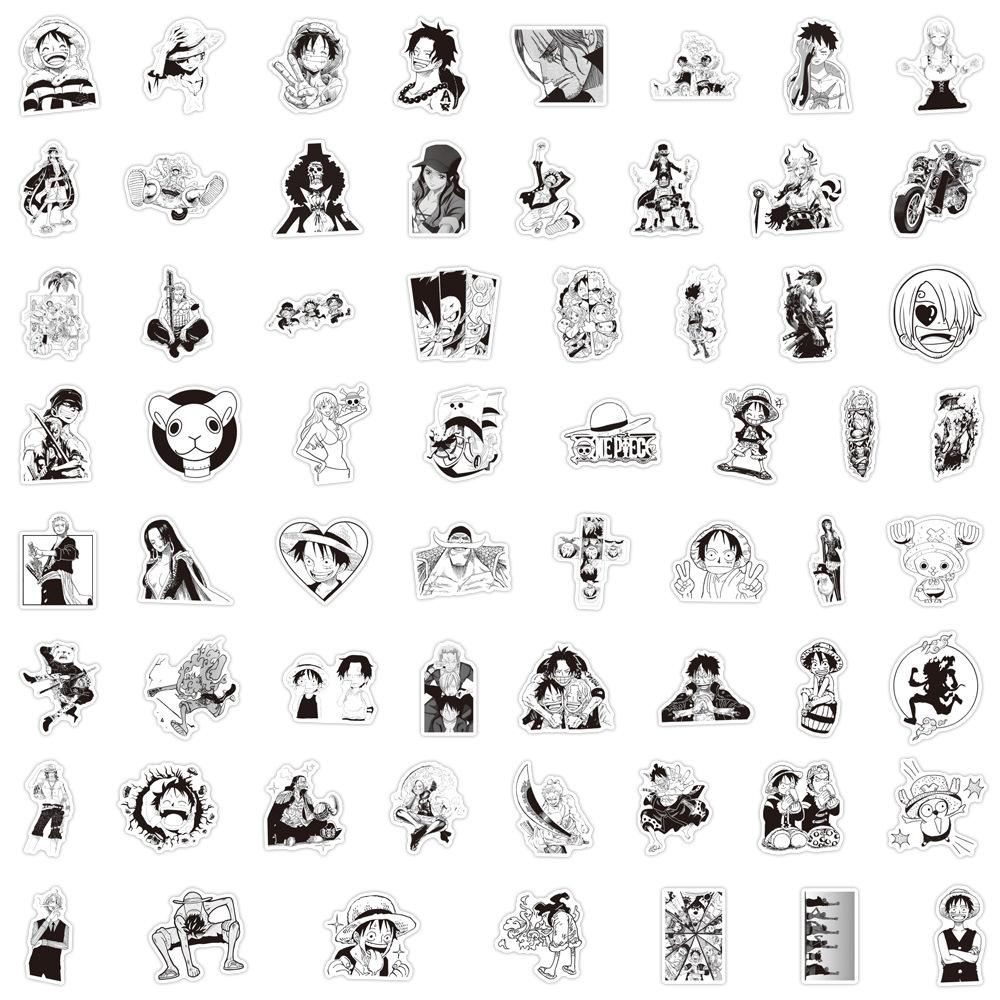 10/30/50/120pcs Black White Anime ONE PIECE Stickers Cool DIY Notebook Motorcycle Laptop Waterproof Luffy Cartoon Sticker Decal
