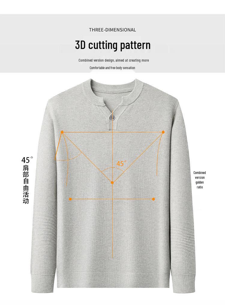 Men's Casual Cotton Knitwear Sweater - Solid Color, Long Sleeve, Versatile, Trendy Autumn/Winter Top