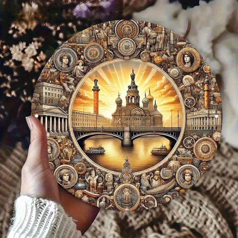 Russian Landscape Metal Sign, 2D Flat Wall Decor Accent