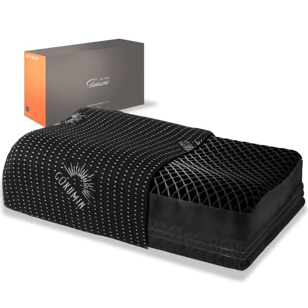 GOKUMIN Gel Pillow [Chiropractor-Supervised Gel Pillow] High-Resilience, Neck Pain-Reducing, Adjustable Height (High or Low), Washable, Suitable for