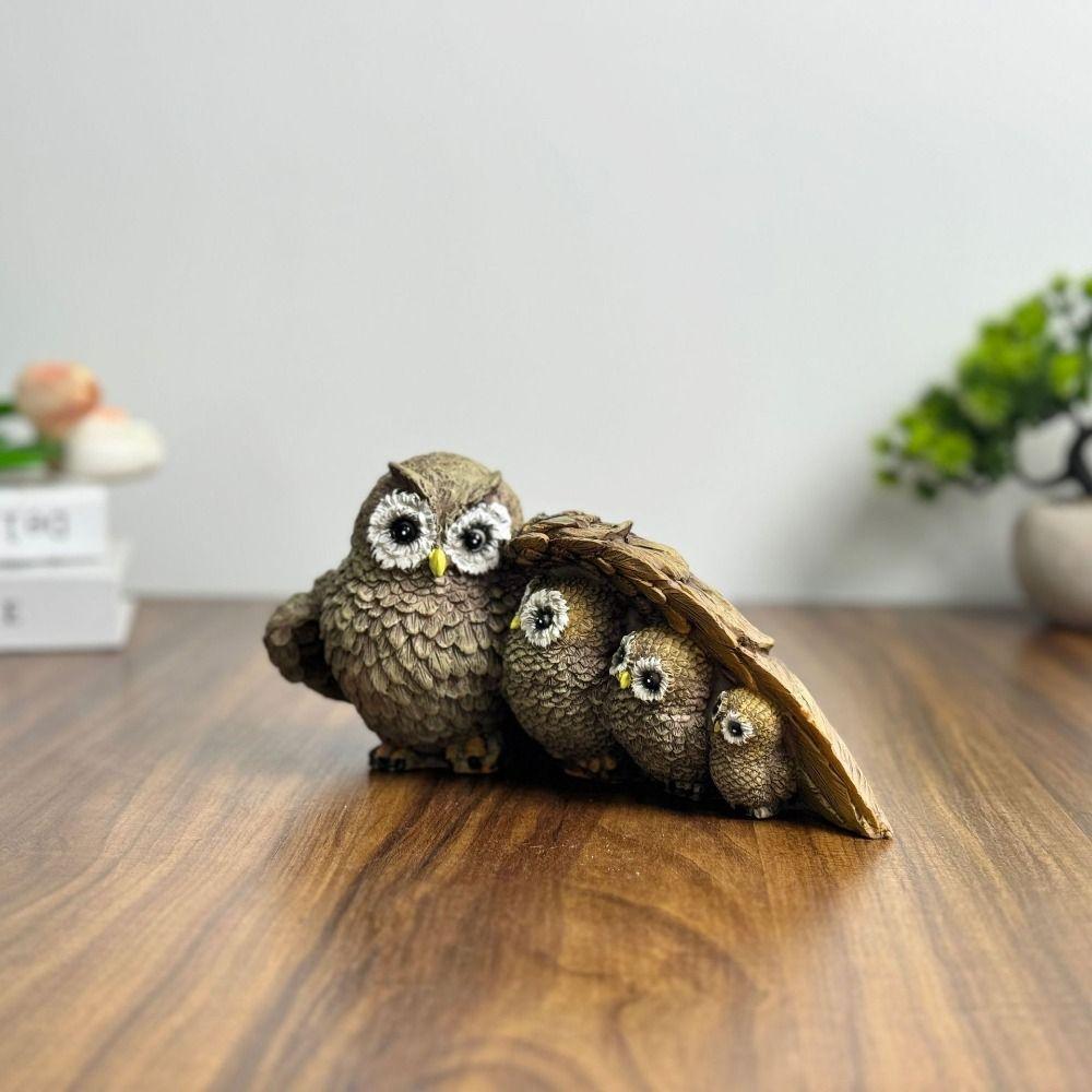 Cute Animal Statue Resin Miniature Figurine Sculpture Desktop Decoration Owl Ornament  TV Cabinet