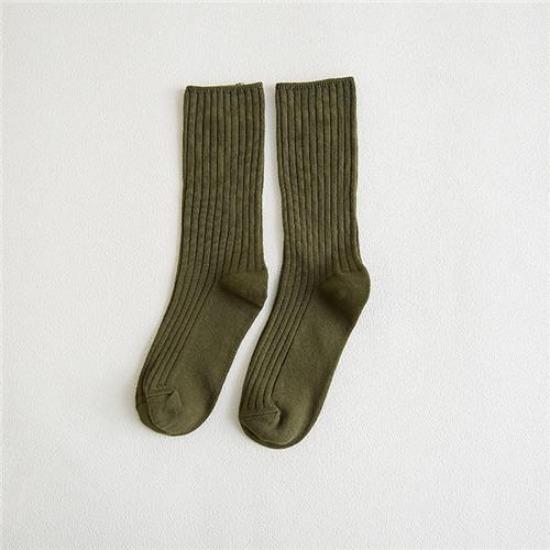 1 Pair Women Cotton Loose Socks Autumn Winter Knitting Solid Color Long Black Pink Korean Japanese Student Girls Stockings Retro