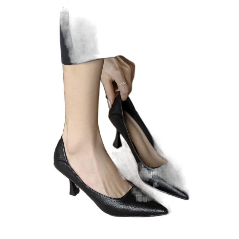 High Heels 2025 New Autumn Style Slim Heel Professional Pointed Single Shoes Black Shoes for Women