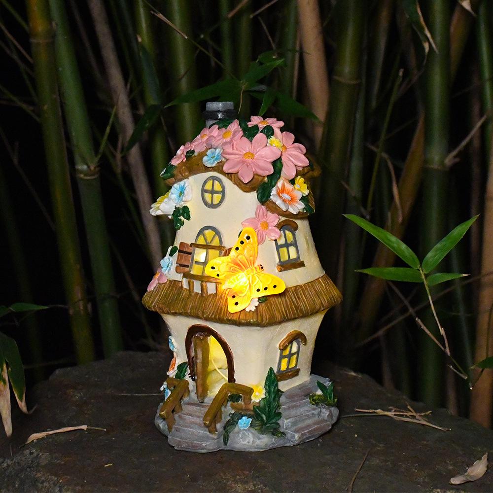 Solar-Powered Resin Fairy Garden Lamp 
