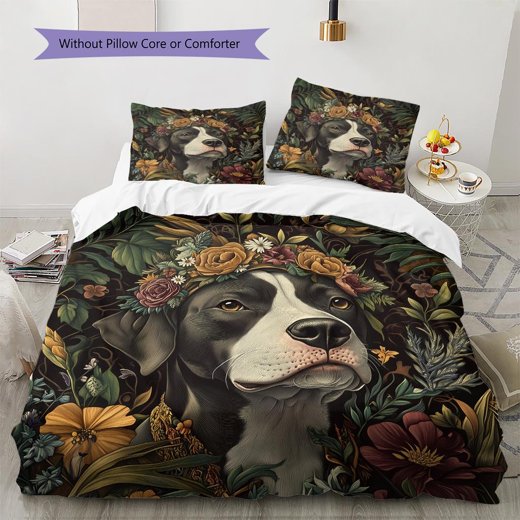 Vintage Pitbull Pattern Bedding Home Decoration Birthday Gift (1 * duvet cover + 2 * pillowcase, without core)