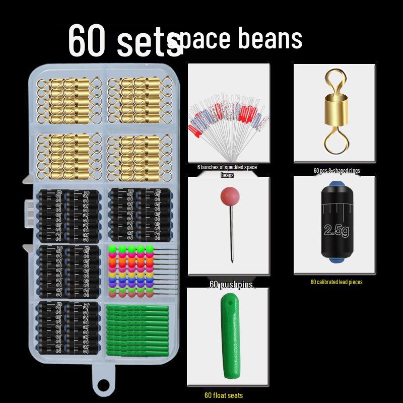 Space Bean Super Tight Silicone Anti-Tangle Fishing Set: 8-Shaped Ring, Scaled Lead Float, Sub-line Clip, Gear Accessories.