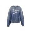Unisex Oversized Hooded Sweatshirt With Distressed Graphic Print Cotton Fleece Streetwear Style Fall