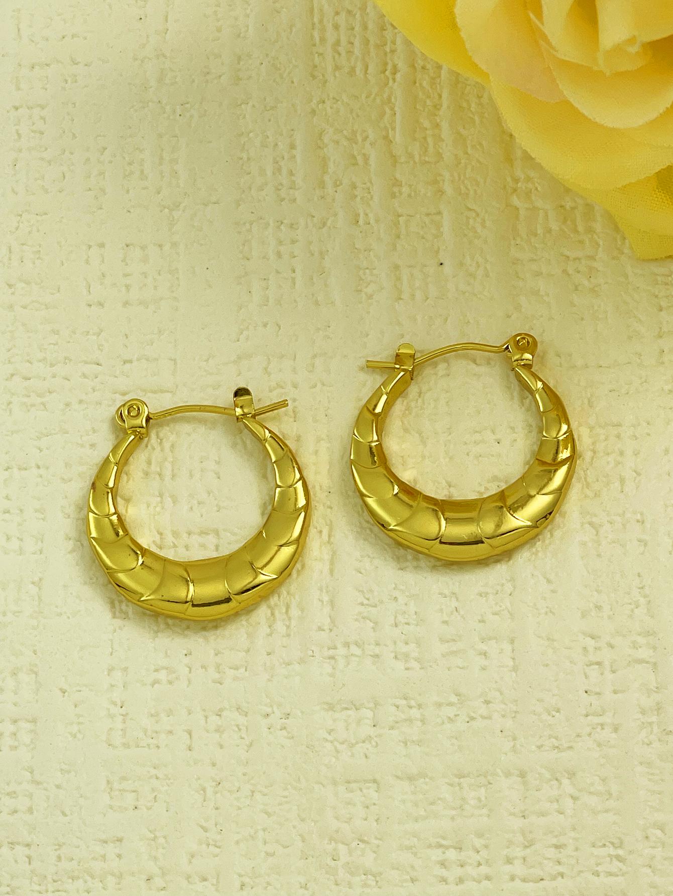 Stainless Steel Jewelry Set For Women Chunky Huggie Hoop Earrings Set Vintage Statement Earrings Gold Hoops For Teen Girls