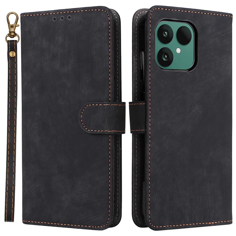 For Fairphone 6 Case Wallet RFID Blocking PU Leather Phone Cover Stand with Strap