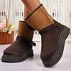 Fashion Vintage Buckle Detor Snow Boots Women Winter Mix Color Faux Suede Snow Boots Woman Short Plush Platform Warm Booties Female