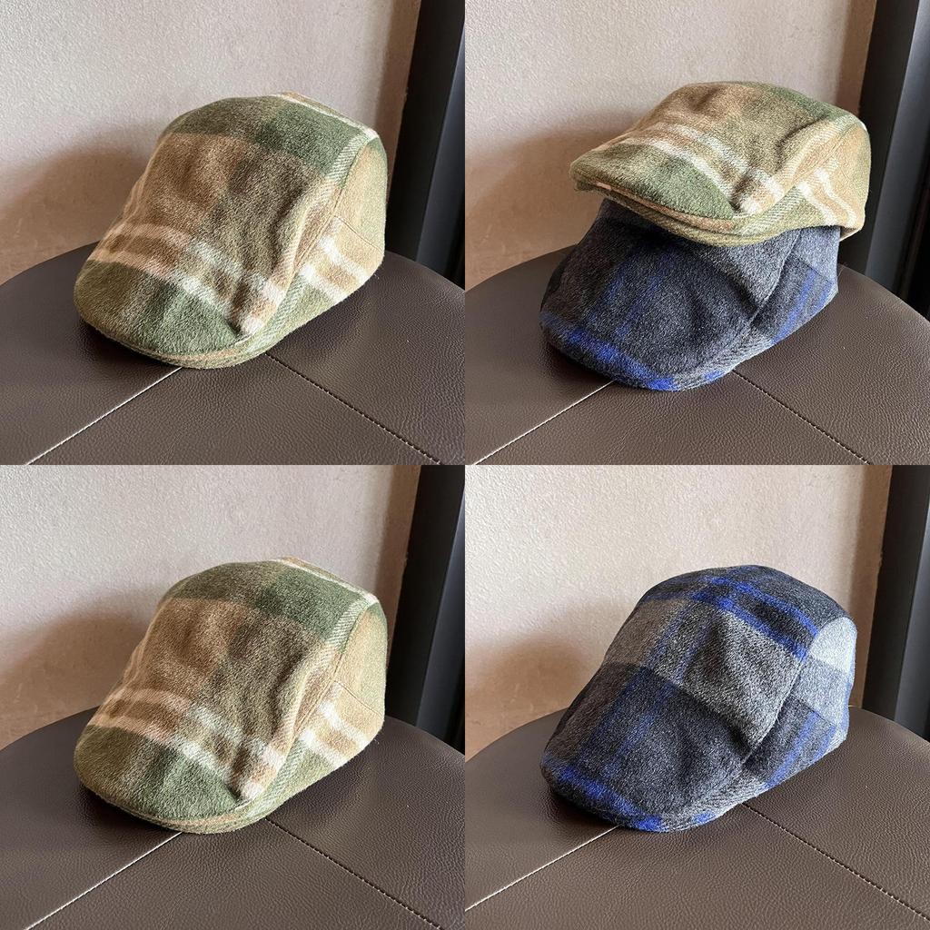 Retro Plush Blend Newsboy Cap With Short Brim And Adjustable Fit For Autumn Fashion