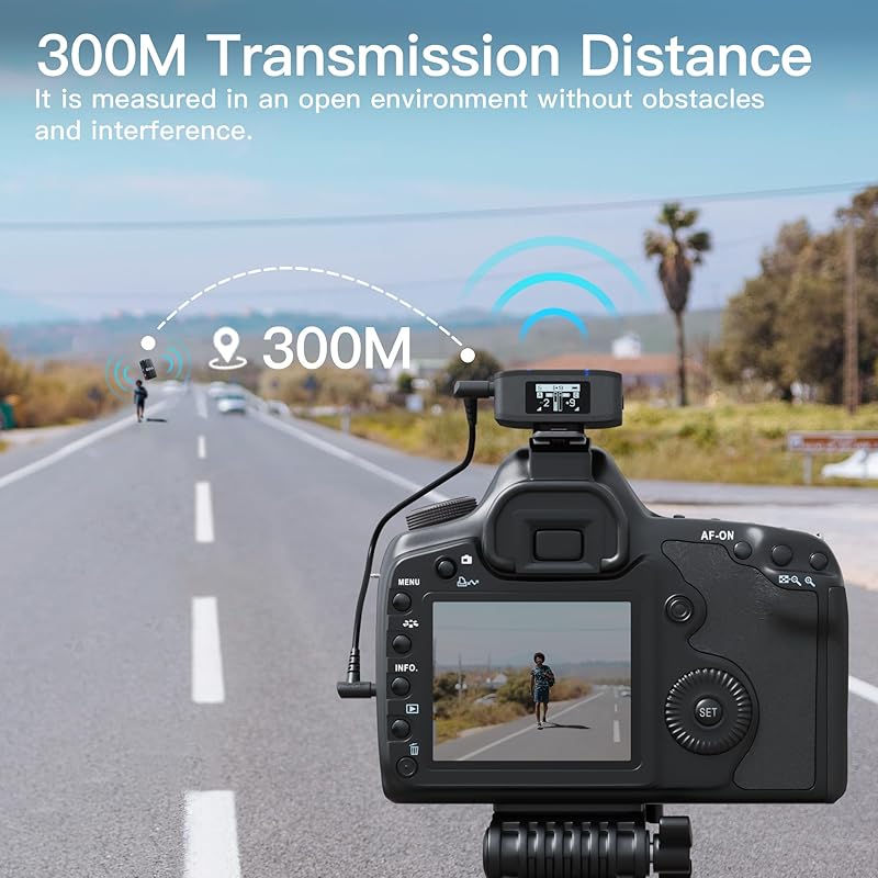 BOYAMIC Wireless Lavalier Microphone for iPhone and Android Type C Smartphone DSLR Camera, Onboard Recording, 984 Feet Range, 10 Hours Battery Life,