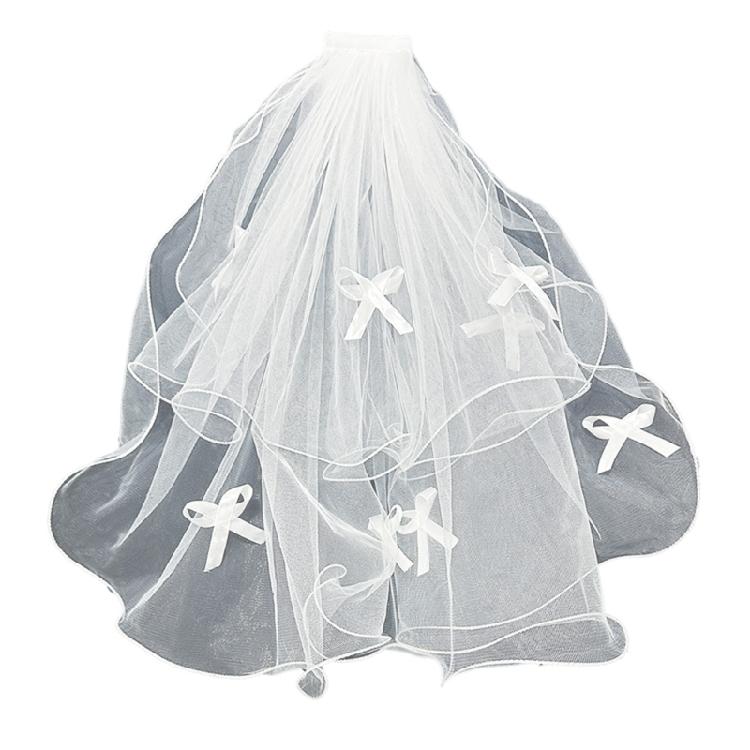 Девичий свадебный фата с бантом для девочек, фата с заклепками, детали для вечернего платья, стильные наряды 1