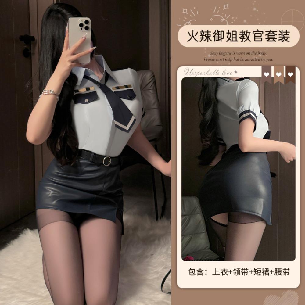 Xianyi Erotic Underwear Pure Desire To Wrap Buttocks Stewardess Uniform Large Size Seduction Policewoman Sexy Suit Nightclub Clothes 598