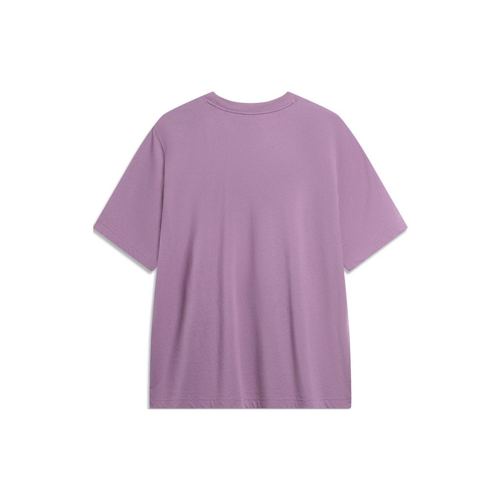 Li Ning China Color Series Solid Color Round Neck Short Sleeve T-Shirt Men Tops Purple-Bamboo AHSU297-5