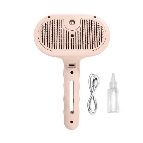 

3-в-1 щетка для ухода за домашними животными с распылителем мелкого тумана, щетка для удаления свободной шерсти с очисткой одной кнопкой, инструмент для вычесывания для собак и кошек, длинношерстных и короткошерстных животных розовый