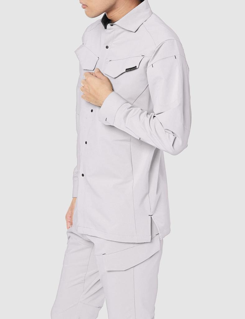 COCOS Nobuoka A-9188 4-Way Stretch Long Sleeve Shirt, Silver, Size L