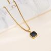 TOHM Men's Square Stainless Steel Pendant Necklace - Modern Titanium Steel Enamel Design