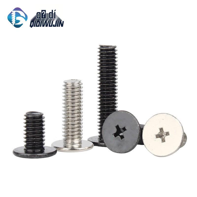 Black Iron Nickel Flat-Head Phillips Screw - Thin, Large M1-M6 Sizes