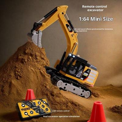 New Desktop Remote Control Engineering Car 1:64 Simulation Mini Excavator Alloy Semi-Scale Remote Control Car