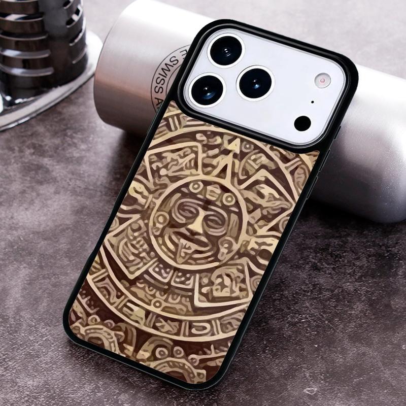 Mayan Calendar Wood Pattern print Phone Case for iPhone 17 16 15 Pro Max Air 14 13 12 11 Plus Shockproof Capa Cover