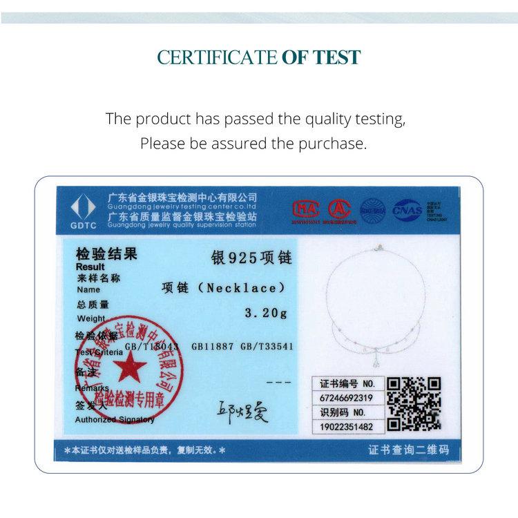 BAMOER 925 Sterling Silver Shining Droplet FringeTassel Pendant Necklace Double-layer Necklace for Women Fine Jewelry Gift