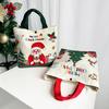Cartoon Santa Claus Snowman Handbag Canvas Gift Bag for Christmas Day Eco-Friendly Festive Themed Shopping Bag