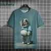 Cat Print 3DT-shirts for Men Casual Short Sleeved Tee Oversized Mens Clothing Men's Funny T-shirt Animal Print Graphic T Shirts