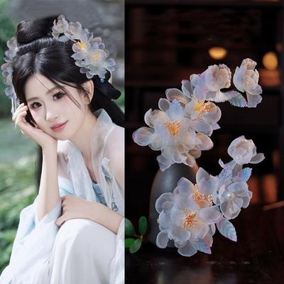 Tassel Ancient Hair Clip Pearl Hanfu Headwear Retro Silk Flower Hairpin  Hair Accessories