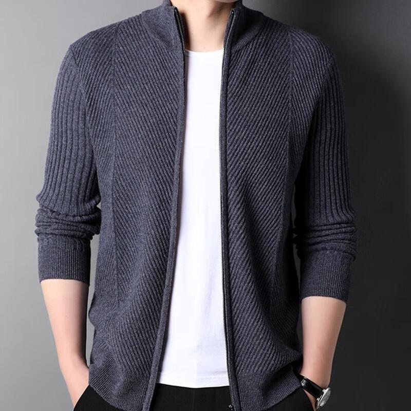Hengyuanxiang Men's Zipper Mock Neck Warm Wool Sweater