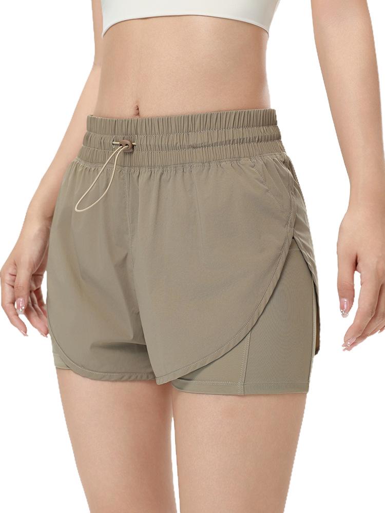 Women's 2026 High-Waisted Quick-Dry Fake Two-Piece Sports Shorts - Breathable Running & Yoga Fitness Shorts for Summer
