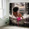 Parisian Luxury Waterproof Shower Curtain - Eiffel Tower View,Bubble Bath Design,Easy to Clean,Durable Fabric for Bathroom Decor