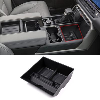 TPE Noir Boîte de Rangement Plateau Organisateur Garniture pour Console Centrale de Voiture pour Toyota Tundra 2022 Intérieur Auto