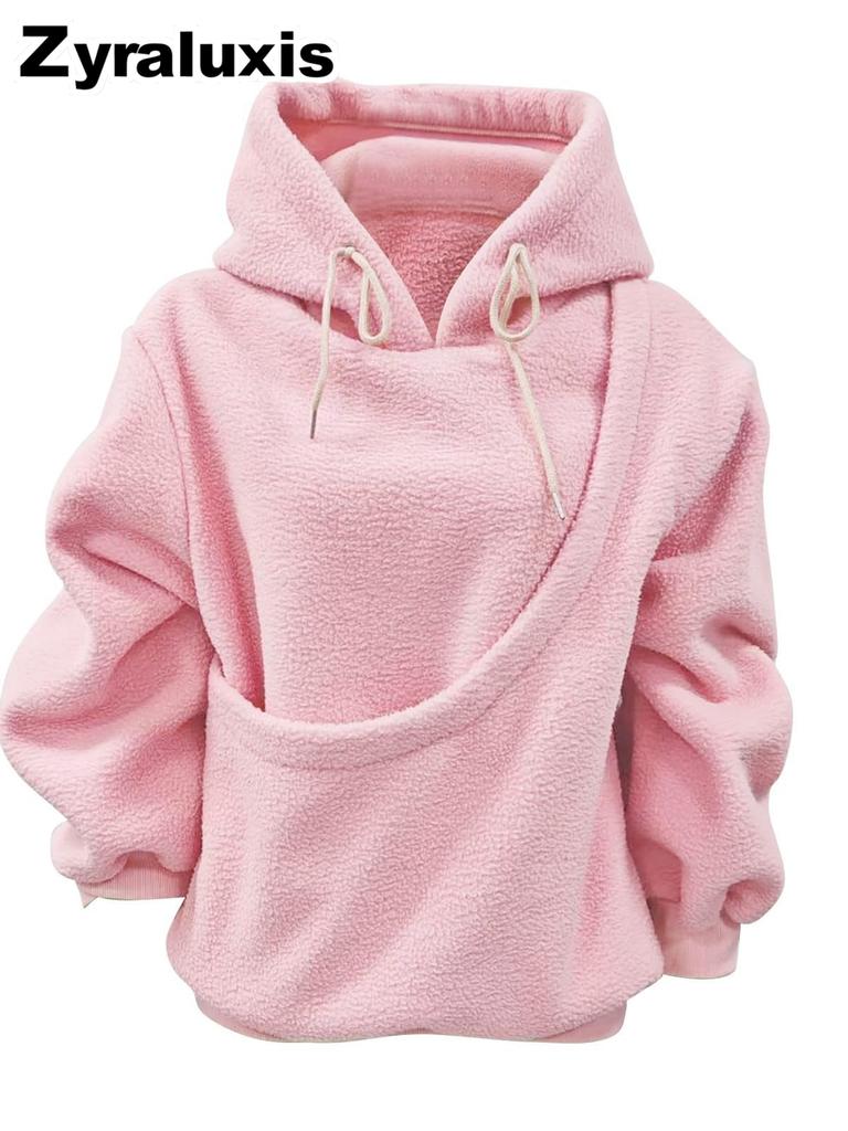 Women's Plush Fleece Hoodie with Loose Fit for Fall Winter Daily Wear