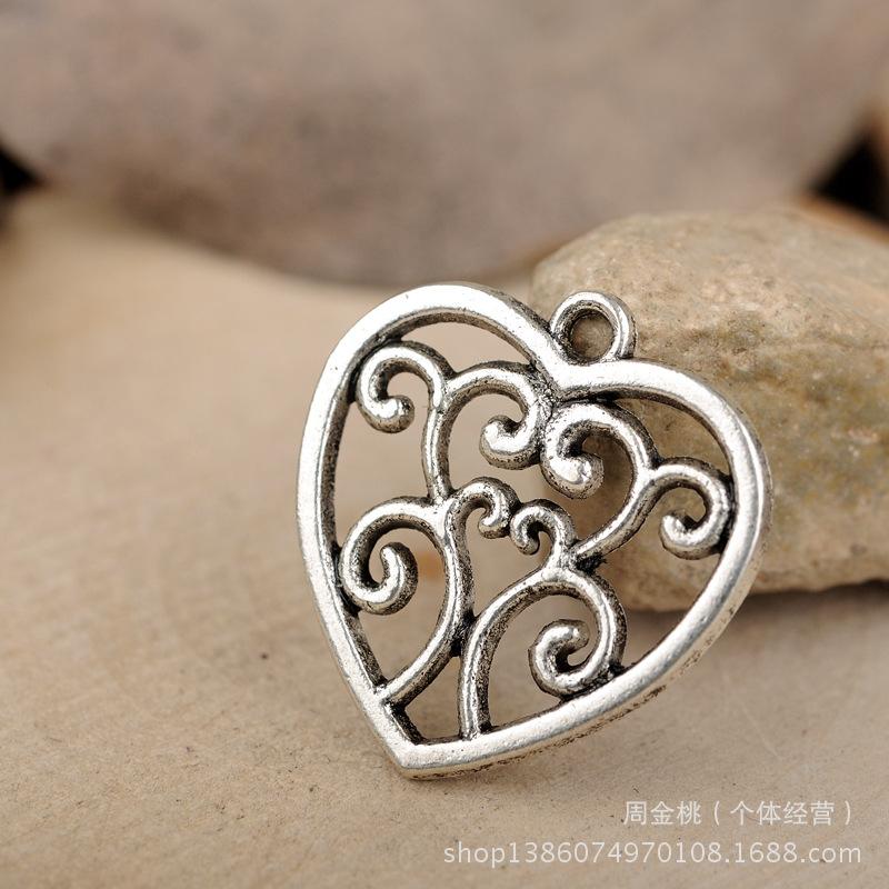 

Набор аксессуаров для украшений в стиле ретро из сплава, античное серебро, в форме сердца, сделай сам 22x21mm античный серебряного