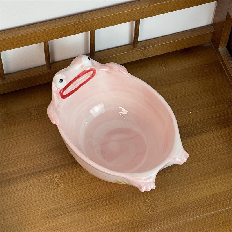 

Frog Bowl Personality Abstract Funny Large Capacity Dessert Bowl Weird Ceramic Rice Bowl Gift Gift Friend Rice Bowl