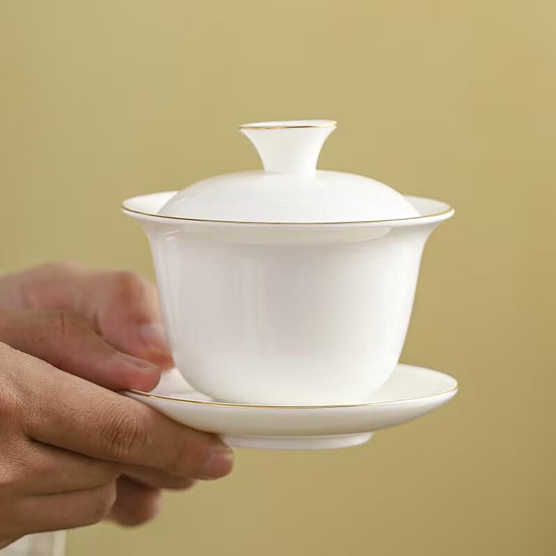 Shangqi Gold-Painted White Porcelain Gongfu Tea Set