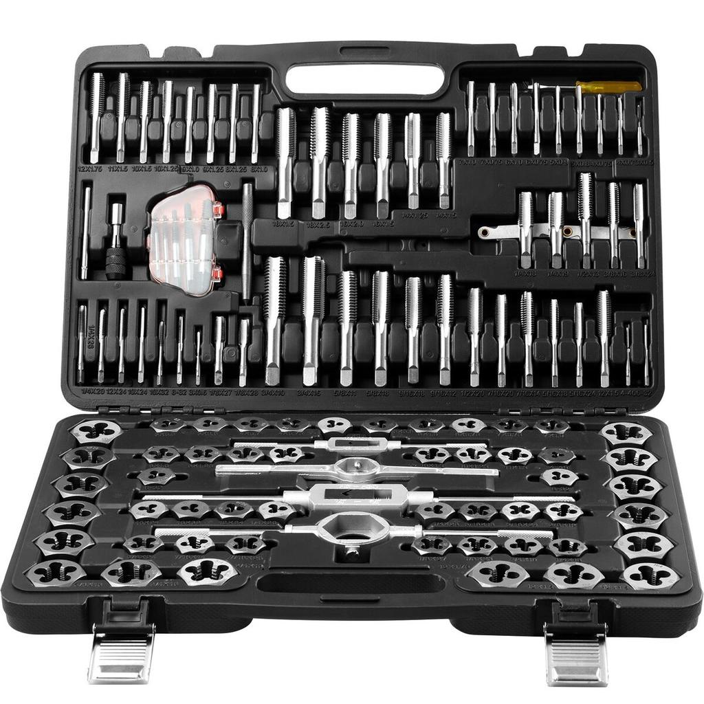 Tap and Die Set, 116-Piece Include Metric and SAE Size, Bearing Steel Taps and Dies, Essential Threading Tool for Cutting External Internal Threads,