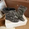 Bottines pour femmes Plates Nœud Chaussures de créateur Mode Nouveau Robe Femme Hiver Courtes Bottes Bottes de moto De Mujer Chaussures