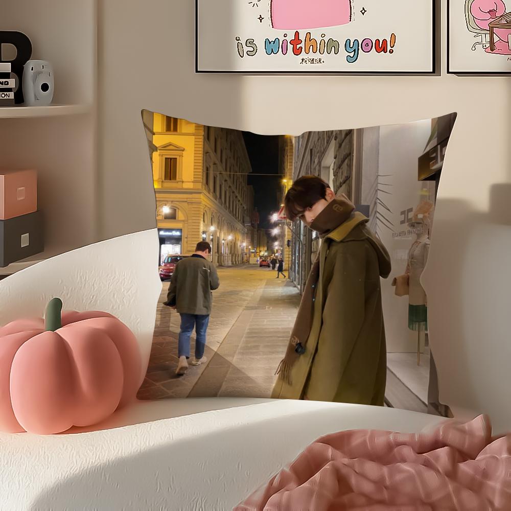 Handsome Kpop Idol CCha EEun Woo Cushion Cover Pillowcase Short Plush Invisible Zipper Room Sofa Cushion Cover