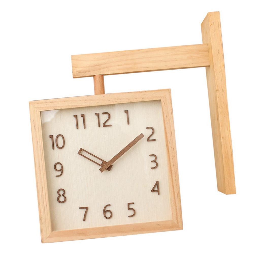 Wall Clock Simple Silent   Double Sided Clock Wooden Decorative Corner Clock for Living Room Household