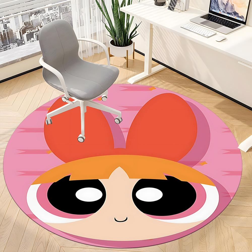 1pc Powerpuff Girls Office Round Area Rug, Under Office Chairs Bedroom Living Room Home Decor  A1022207
