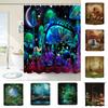 High-quality Polyester Shower Curtain With Dreamy Forest Mushroom Swing Print