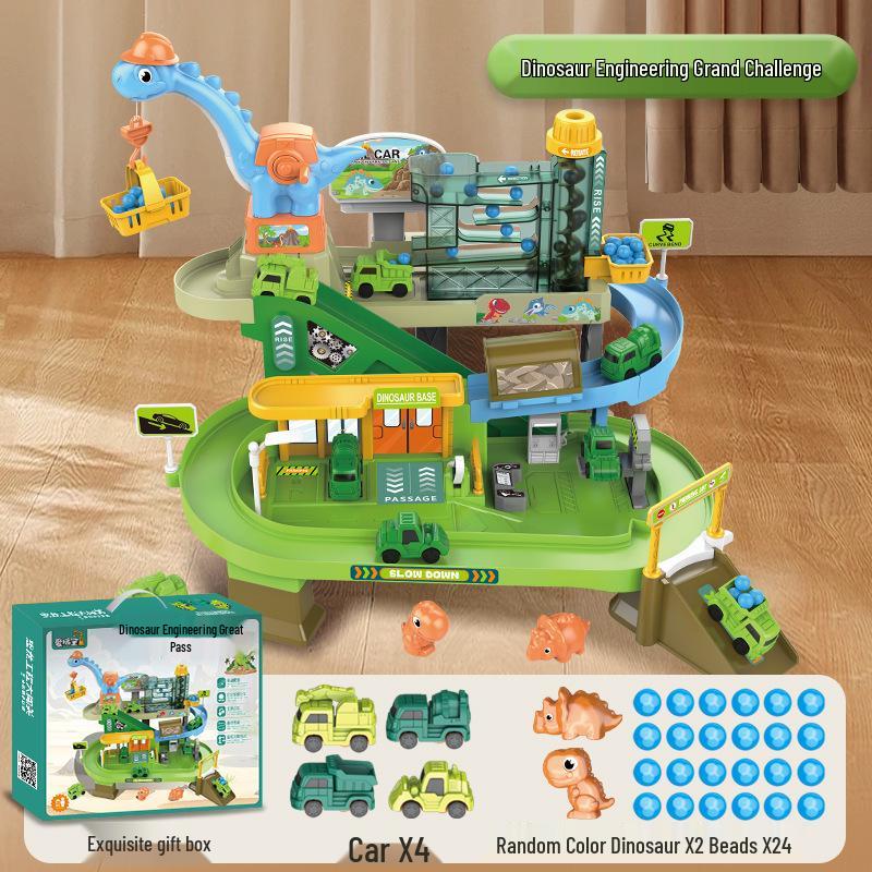 Dinosaur Adventure Track: Cross-Border Engineering Vehicle & Little Train Educational Toy for Kids Self-prepared Battery Version [Chinese Box]