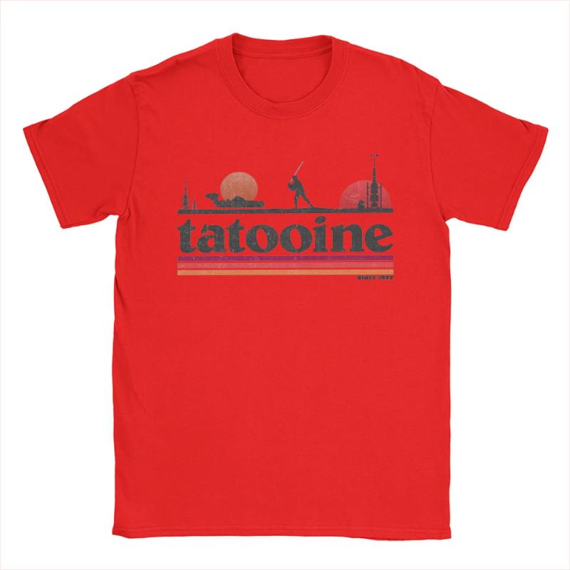Casual Planet Sky Tatooine TShirts for Unisex Crewneck Cotton T Shirt Short Sleeve Tee Shirt Classic Clothes