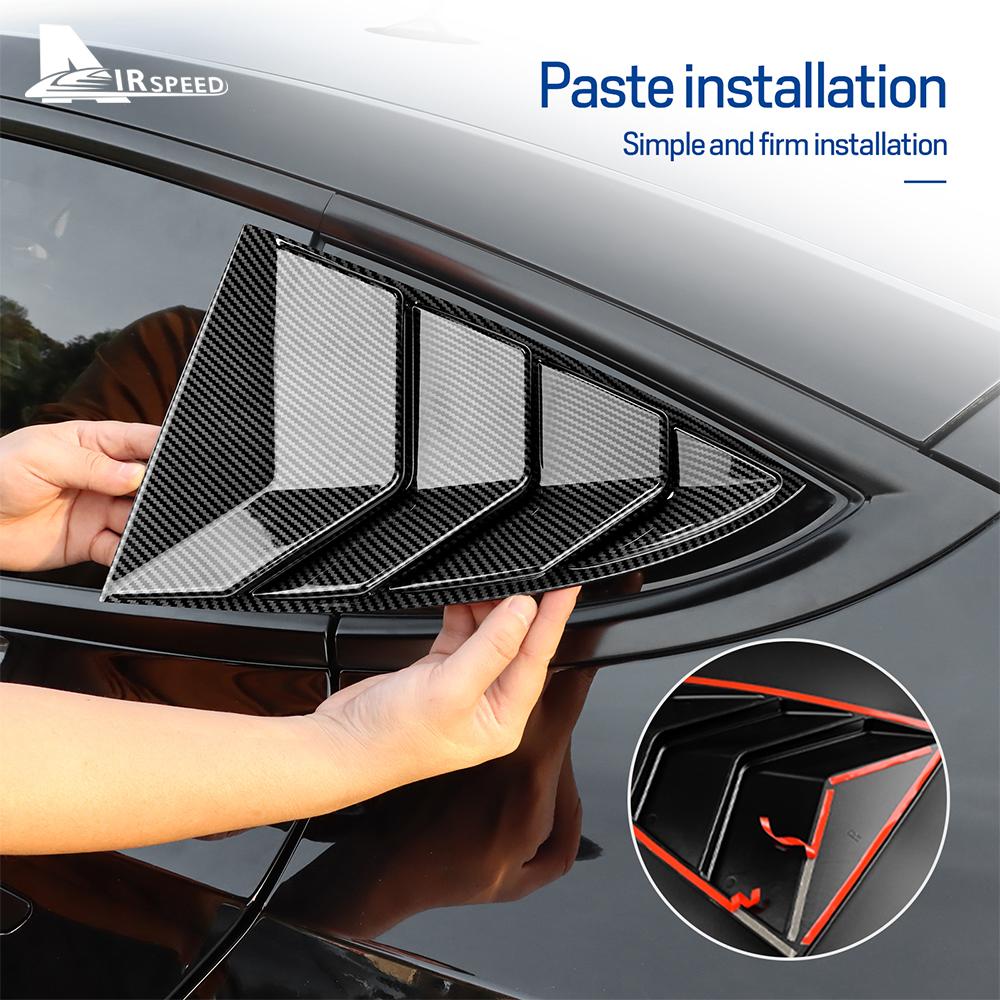 ABS Rear Car Window Shutter Cover For Tesla Model 3 2017-2025 2025 Highland Louver Side Vent Trim Triangle Modified Accessories